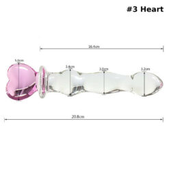 8in Glass Pink Heart Magic Wand Beaded Dildos Heart Size