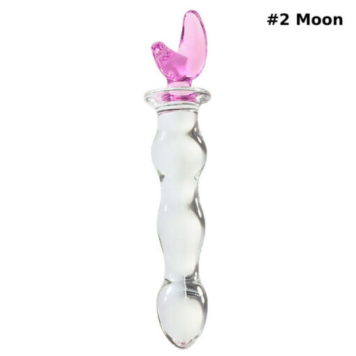 8in Glass Pink Heart Magic Wand Beaded Dildos Moon