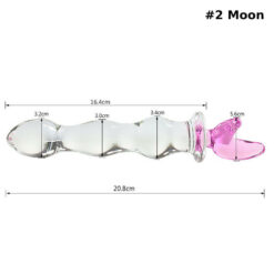 8in Glass Pink Heart Magic Wand Beaded Dildos Moon Size