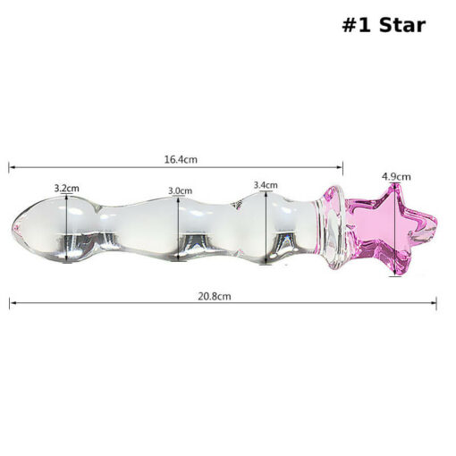 8in Glass Pink Heart Magic Wand Beaded Dildos Star Size