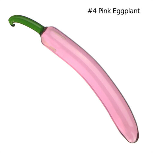 Cute Glass Vegetable Dildos Butt Plug Pink eggplant dildo