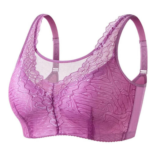 Lace Sexy Wireless Pocket Bra For Breast Forms Purple