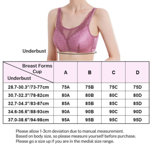 Lace Sexy Wireless Pocket Bra For Breast Forms Size Chart