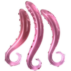 Pink Curved Glass Tentacle Dildos Group1