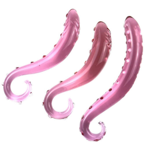 Pink Curved Glass Tentacle Dildos Group2