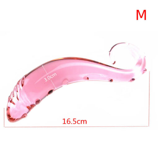 Pink Curved Glass Tentacle Dildos M Size