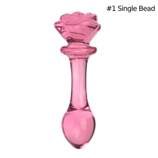 Pink Rose Glass Beaded Dildos Single Bead1