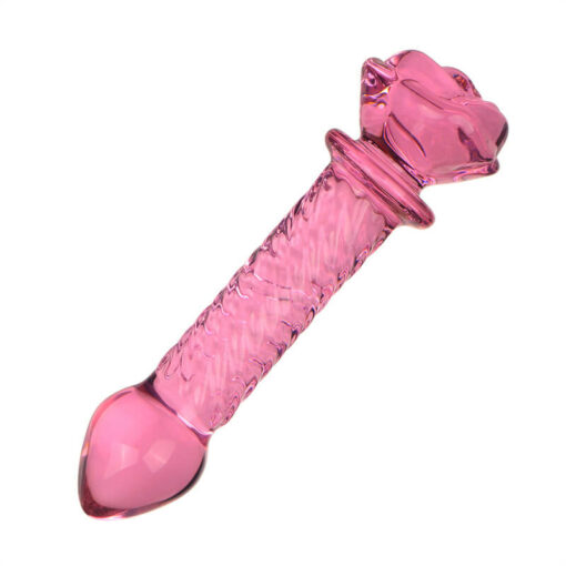 Pink Rose Glass Beaded Dildos Threaded Single Bead2