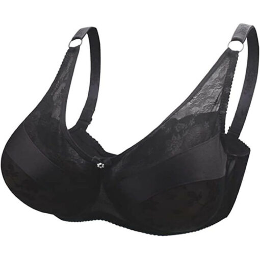 Plus Size Lace Pocket Bra For Breast Forms Black