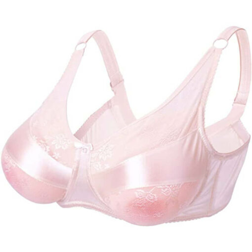 Plus Size Lace Pocket Bra For Breast Forms Pink