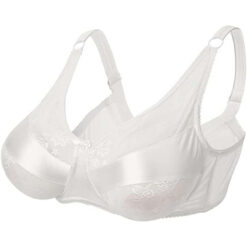 Plus Size Lace Pocket Bra For Breast Forms White