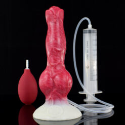 Squirting Dog Knot Dildo With Enema Kit Dildo With Syringe And Suction Ball2
