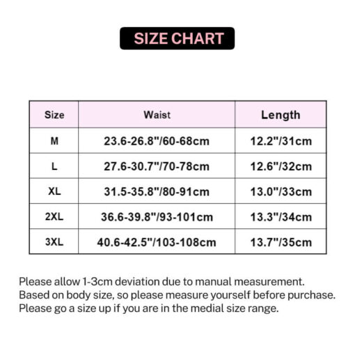 High Waist Full Lace Shapewear Hip-lift Panties Size Chart