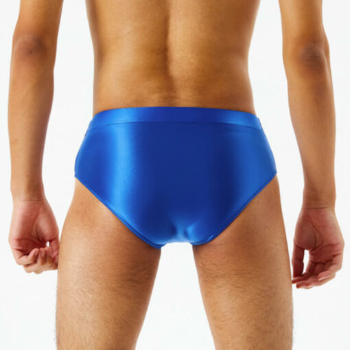 Mens Chastity Cage Holder Panty Silky Pouch Underwear Blue Back