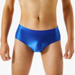 Mens Chastity Cage Holder Panty Silky Pouch Underwear Blue Front