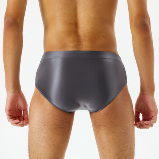 Mens Chastity Cage Holder Panty Silky Pouch Underwear Grey Back