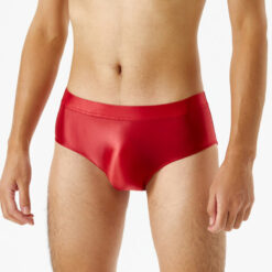 Mens Chastity Cage Holder Panty Silky Pouch Underwear Red Front