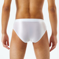 Mens Chastity Cage Holder Panty Silky Pouch Underwear White Back