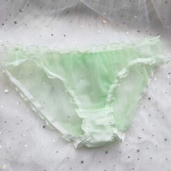 Plus Size Seductive See-through Frilly Bow-tie Mesh Panties Green1