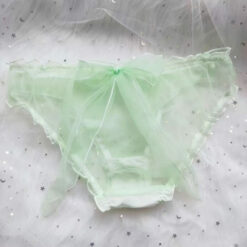 Plus Size Seductive See-through Frilly Bow-tie Mesh Panties Green2