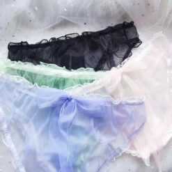 Plus Size Seductive See-through Frilly Bow-tie Mesh Panties Multi Colors2