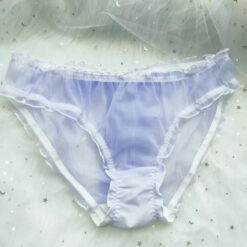Plus Size Seductive See-through Frilly Bow-tie Mesh Panties Purple1