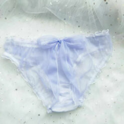 Plus Size Seductive See-through Frilly Bow-tie Mesh Panties Purple2