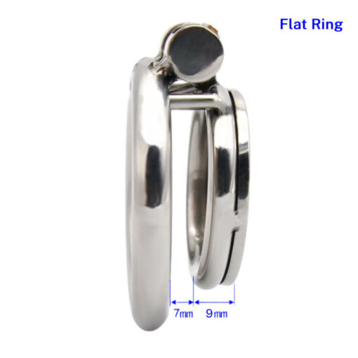 Steel Flat Chastity Cage With Urethral Tube Flat Ring Cage Size