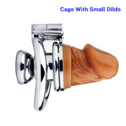 Keyless Inverted Chastity Cage With Dildo Small1