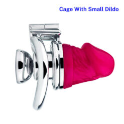 Keyless Inverted Chastity Cage With Dildo Small2