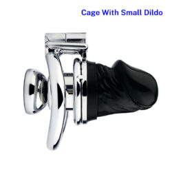 Keyless Inverted Chastity Cage With Dildo Small3