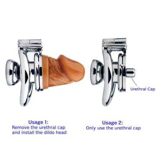 Keyless Inverted Chastity Cage With Dildo Usage