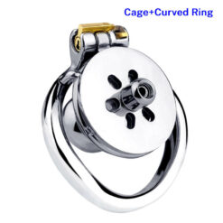 Magic Lock Inverted Chastity Cage With Dildo Cage With Curved Ring