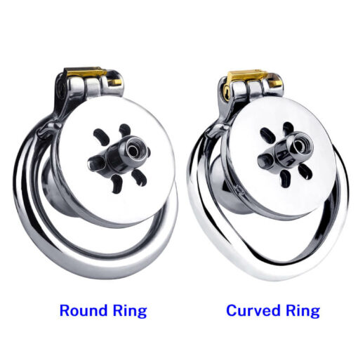 Magic Lock Inverted Chastity Cage With Dildo Curved Ring And Round Ring