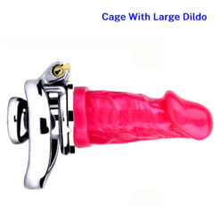 Magic Lock Inverted Chastity Cage With Dildo Large2