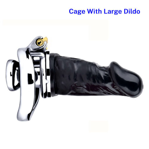 Magic Lock Inverted Chastity Cage With Dildo Large3