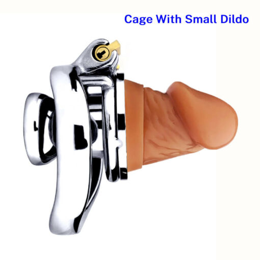 Magic Lock Inverted Chastity Cage With Dildo Small1