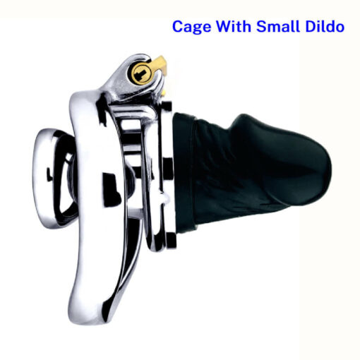 Magic Lock Inverted Chastity Cage With Dildo Small3