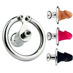 Negative Penis Cup Inverted Chastity Cage With Dildo