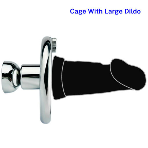 Negative Penis Cup Inverted Chastity Cage With Dildo Large Black Dildo