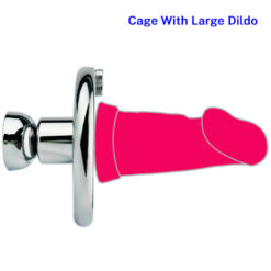 Negative Penis Cup Inverted Chastity Cage With Dildo Large Rose Red Dildo