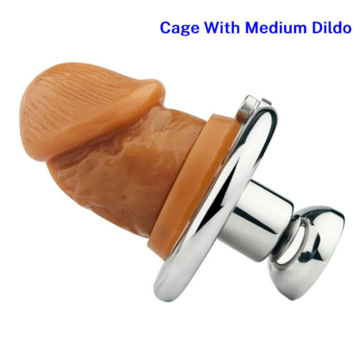 Negative Penis Cup Inverted Chastity Cage With Dildo Medium Dildo1