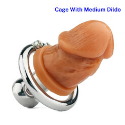 Negative Penis Cup Inverted Chastity Cage With Dildo Medium Dildo2