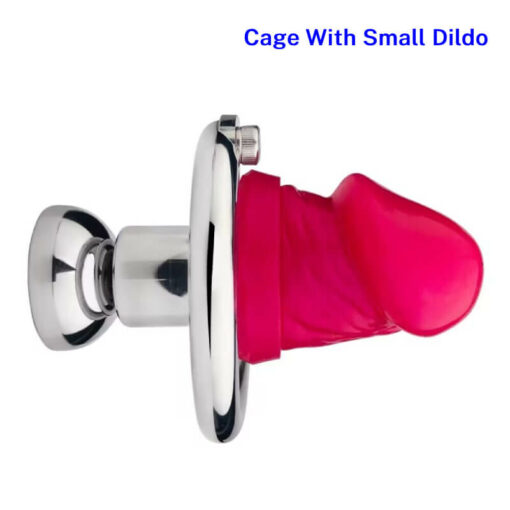 Negative Penis Cup Inverted Chastity Cage With Dildo Small Dildo3