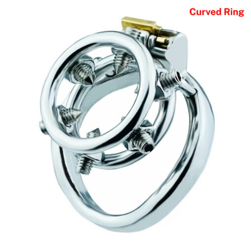 Nuts And Spikes Open Ended Chastity Cage With Curved Ring1
