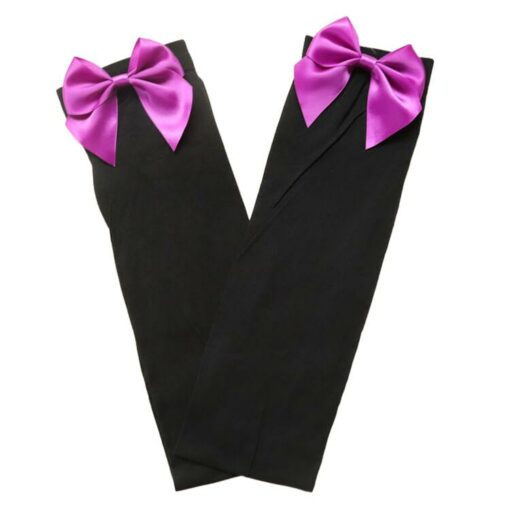 Sissy Boy Thigh Highs Bow Stockings Black And Purple Butterfly3