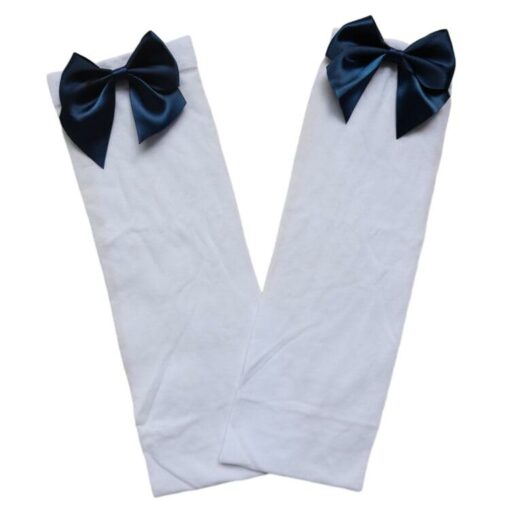 Sissy Boy Thigh Highs Bow Stockings White And Cyan Blue Butterfly3