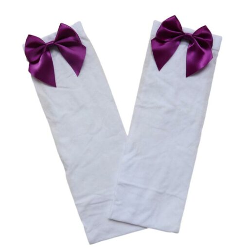 Sissy Boy Thigh Highs Bow Stockings White And Purple Butterfly3