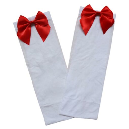 Sissy Boy Thigh Highs Bow Stockings White And Red Butterfly3