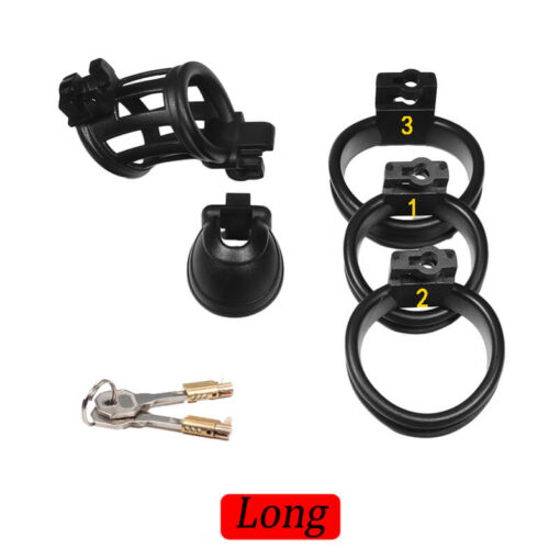 Double Locked Black Chastity Cage Long Style Accessories